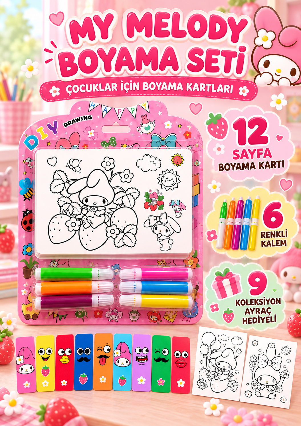 My Melody Boyama Seti - Çocuklar İçin Boyama Kartları